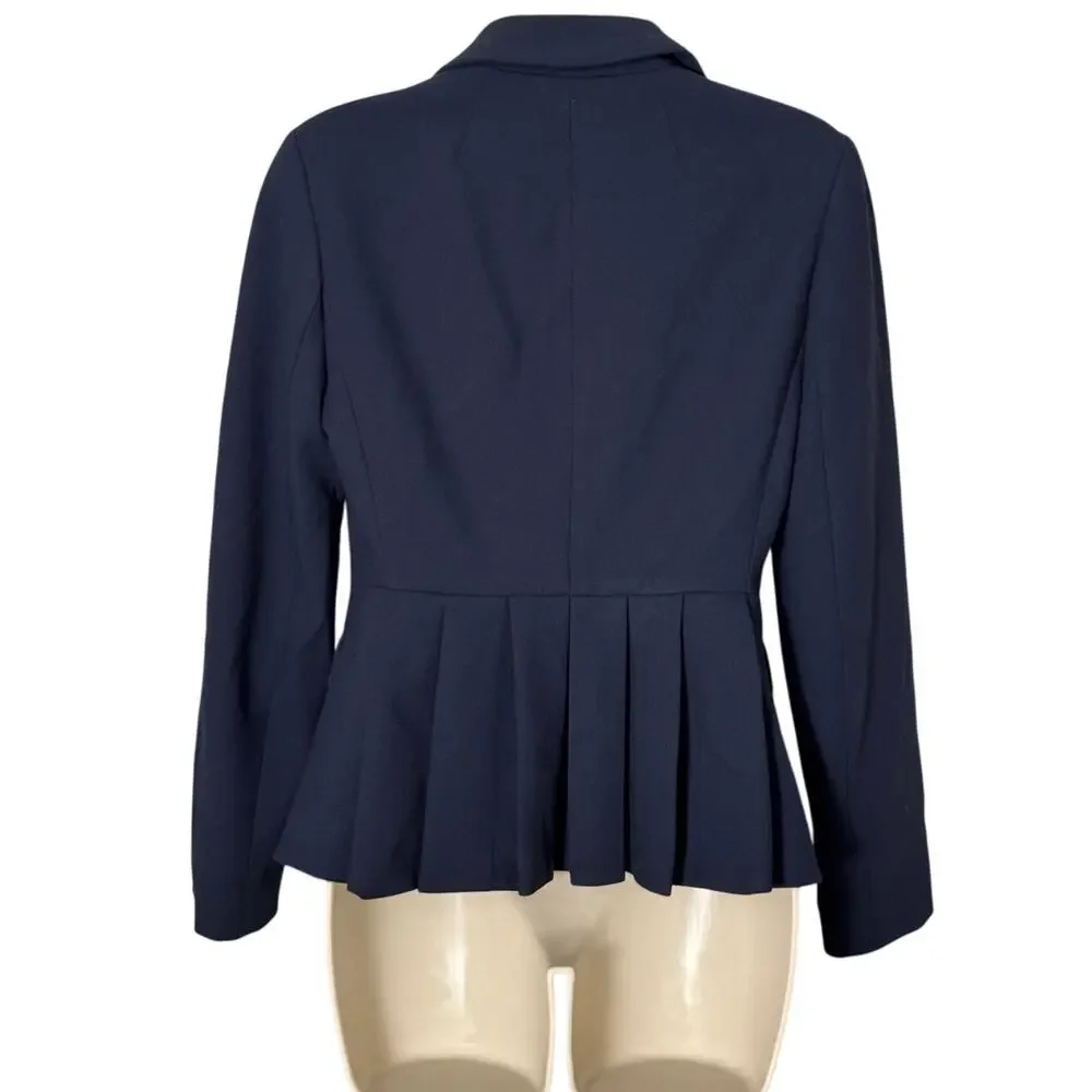 J. Crew‎ Womens Mayfair Pleated Back Navy Blazer Size 2
